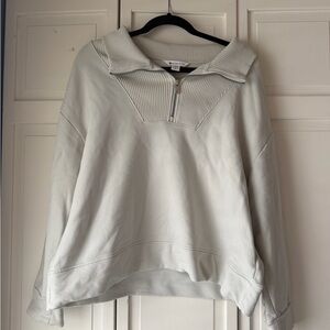 Athleta Light Gray Sweater with Zip Collar